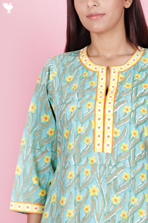 Bizzy Lizzy Kurta Pant Set With Dupatta In Block Print